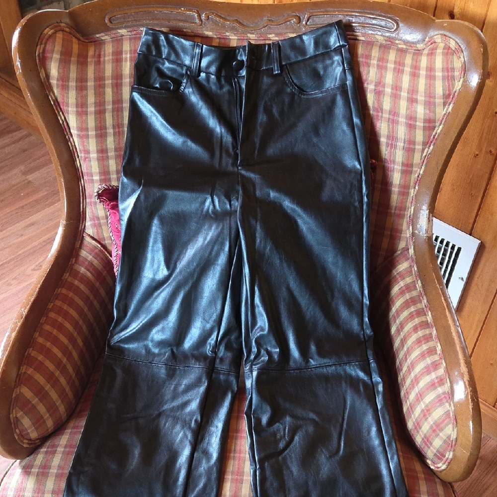 SHEIN Glossy Black Straight Leg Pants